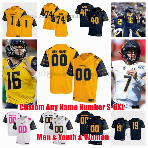 custom s-6xl california golden bears college football jerseys sam jackson v jensen mendoza mitcheom cardwell ott stredick williams-thomas an, Black